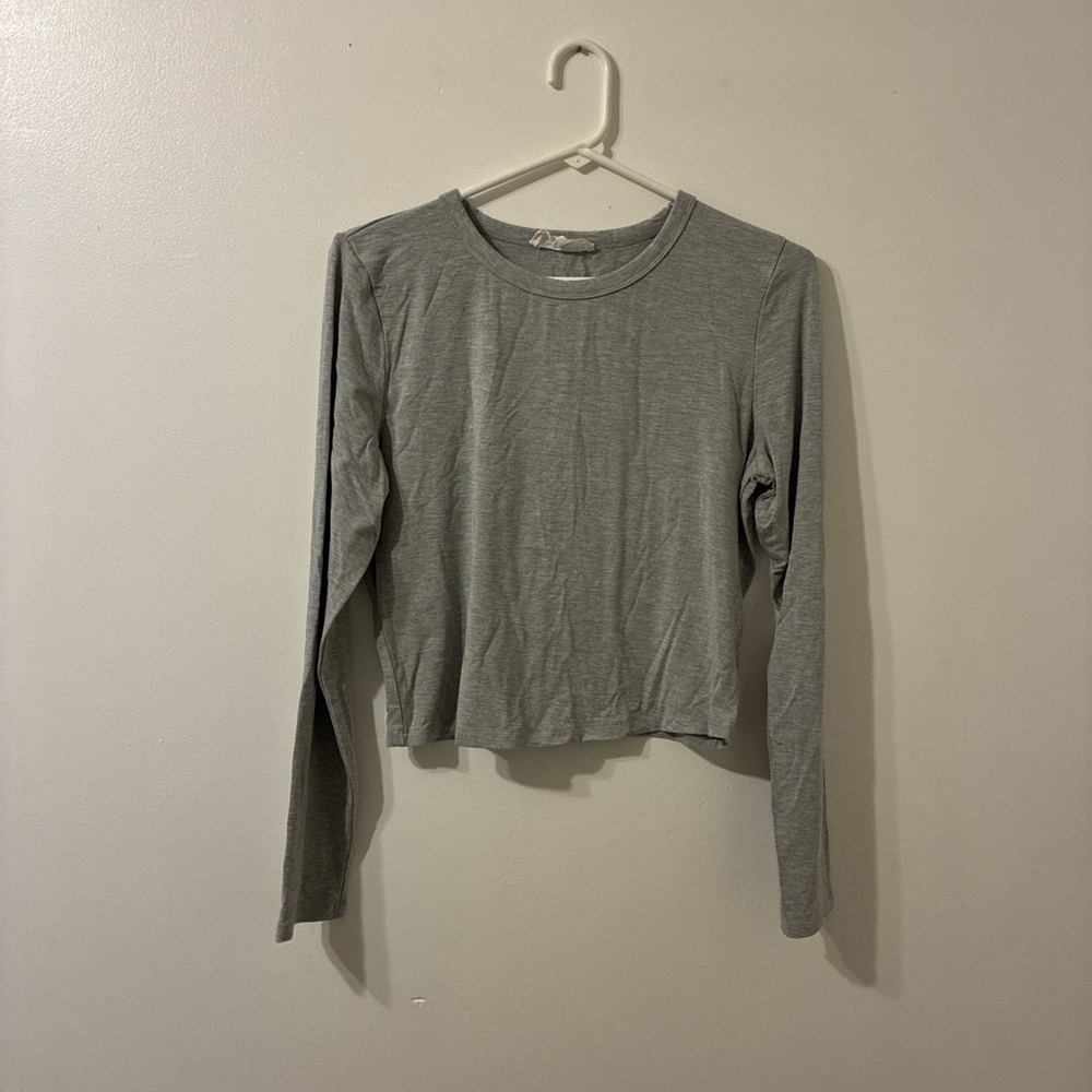Pink Rose Heather Gray Long Sleeve Top
